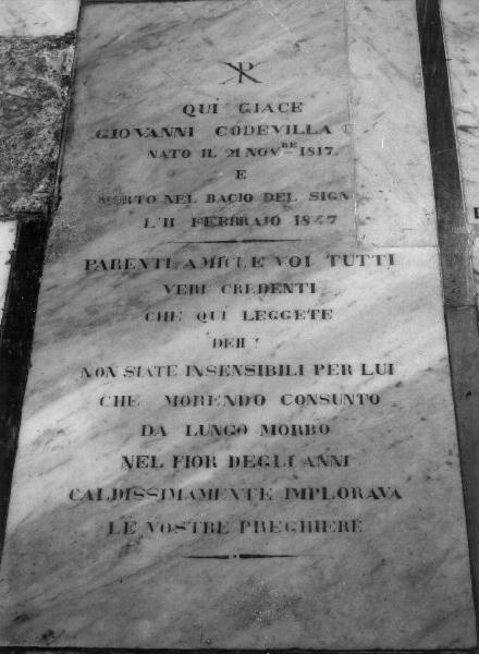 lapide tombale, opera isolata - bottega ligure (sec. XIX)