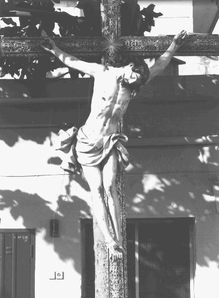 CRISTO CROCIFISSO (croce processionale, elemento d'insieme) di Maragliano Anton Maria (cerchia) (prima metà sec. XVIII)