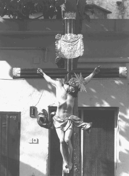 Cristo crocifisso (croce processionale, elemento d'insieme) - bottega tirolese (sec. XX)