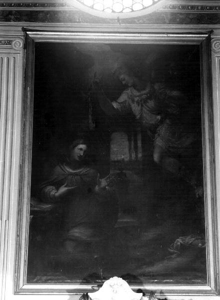 Annunciazione (dipinto, elemento d'insieme) di Paggi Giovanni Battista (seconda metà sec. XVII)