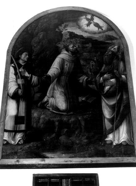 San Francesco d'Assisi riceve le stimmate/ Santi (dipinto, opera isolata) di Semino Andrea (attribuito) (seconda metà sec. XVI)