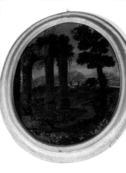 PAESAGGIO CON ROVINE (dipinto, elemento d'insieme) - ambito genovese (secc. XVIII/ XIX)