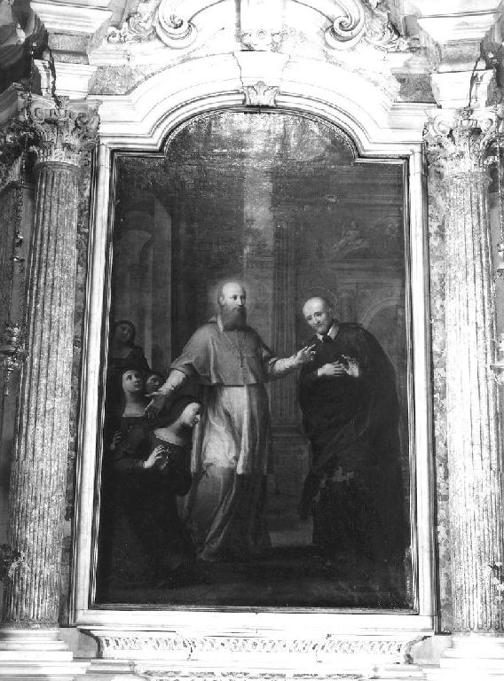 San Francesco di Sales e San Vincenzo dè Paoli (dipinto, elemento d'insieme) di Boni Giacomo Antonio (prima metà sec. XVIII)