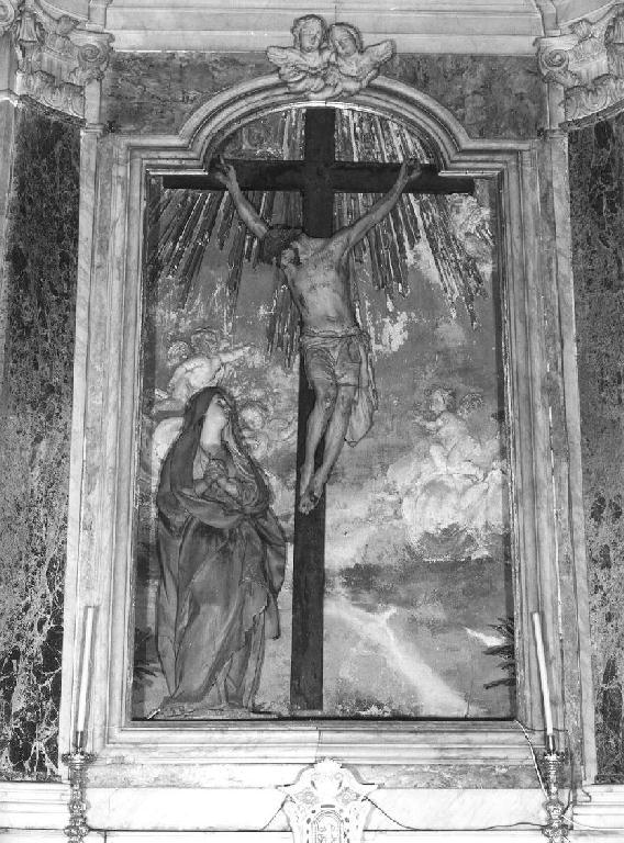 crocifissione di Cristo con la Madonna (gruppo scultoreo, elemento d'insieme) - PRODUZIONE LIGURE (fine/inizio secc. XVII/ XVIII)