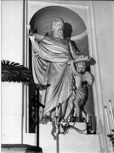 San Matteo Evangelista (statua, opera isolata) di Drago Giovanni Battista, Rubatto Carlo (sec. XIX)