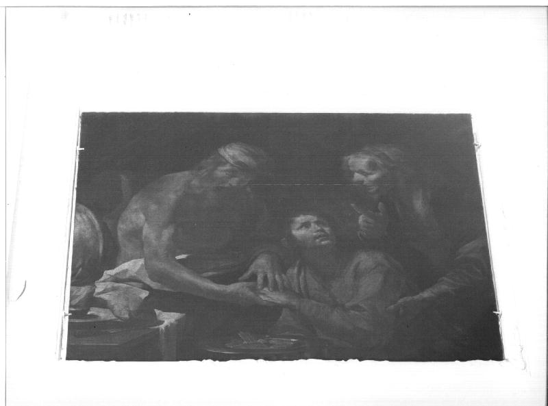 Esaù vende la primogenitura a Giacobbe (dipinto, elemento d'insieme) di Assereto Gioacchino (scuola) (prima metà sec. XVII)