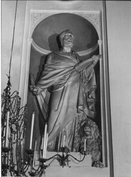 San Marco Evangelista (statua, opera isolata) di Drago Giovanni Battista, Rubatto Carlo (sec. XIX)