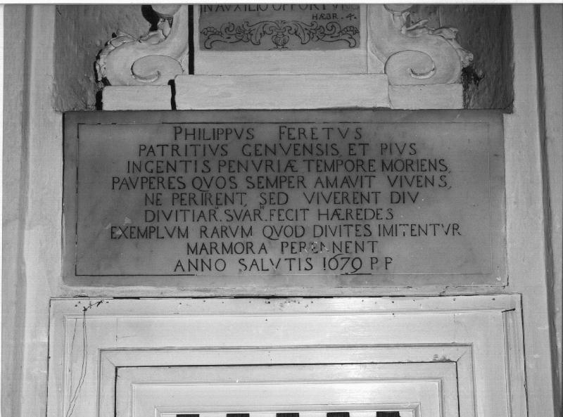 lapide, elemento d'insieme - bottega ligure (sec. XVII)