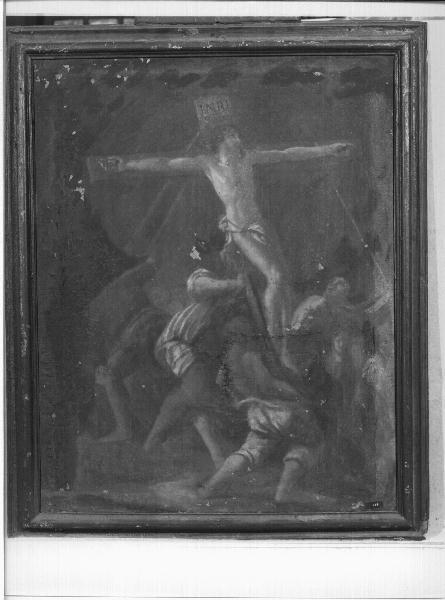 stazione XII: Gesù innalzato e morto in croce (Via Crucis, elemento d'insieme) - ambito genovese (primo quarto sec. XVII)