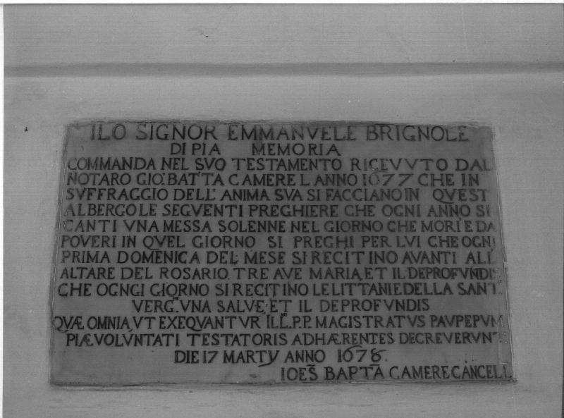 lapide, opera isolata - bottega ligure (sec. XVII)