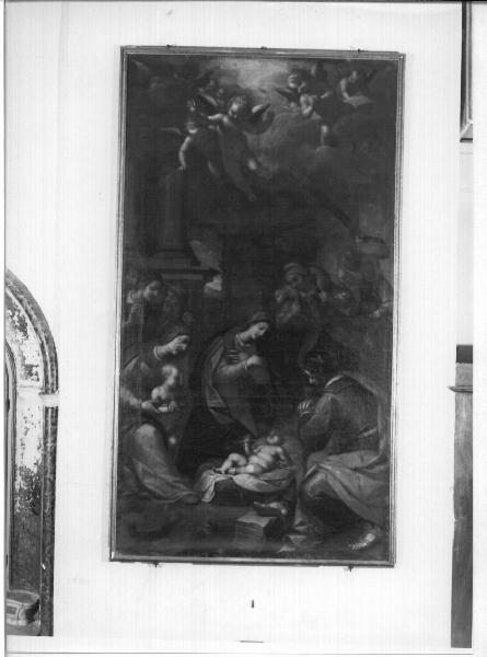 adorazione di Gesù Bambino (dipinto, elemento d'insieme) di Paggi Giovanni Battista (fine/inizio secc. XVI/ XVII)