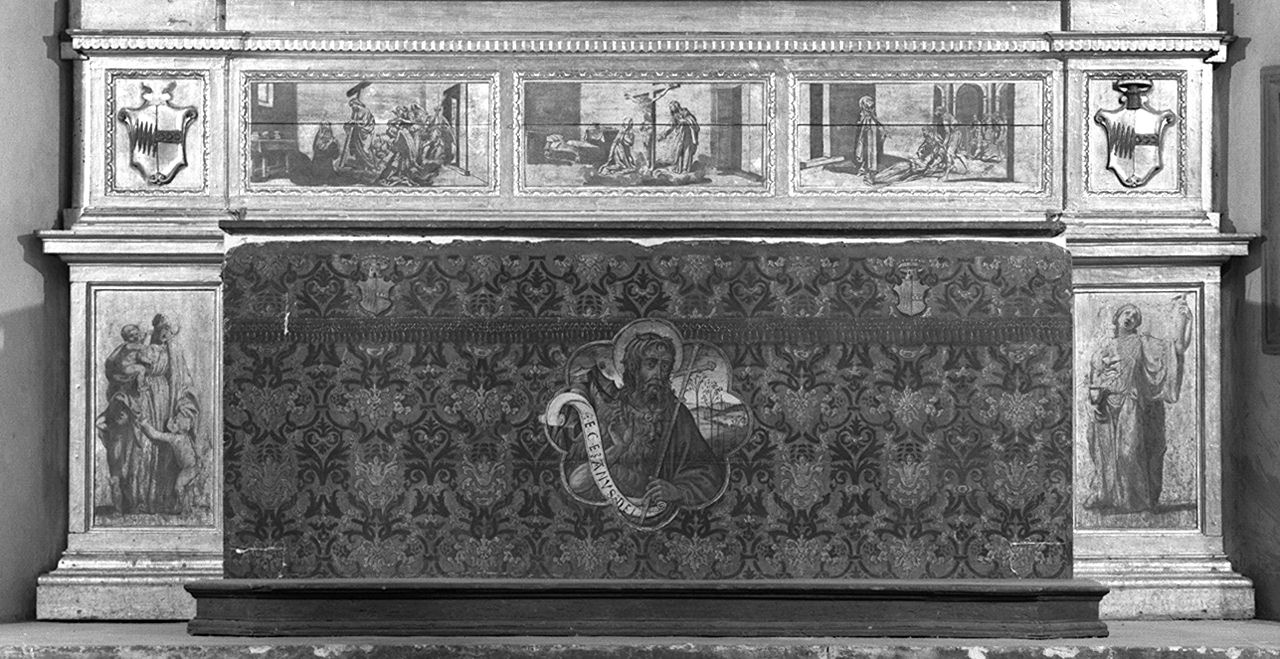 miracolo e visioni della beata Chiara da Montefalco, Fede e Carità (altare) di Vignali Jacopo - manifattura fiorentina (sec. XVII)