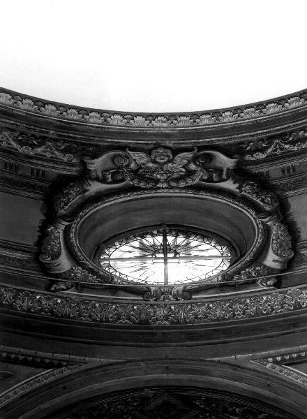 CHERUBINO CON GHIRLANDA DI FIORI (decorazione pittorica, elemento d'insieme) di Beroggio Dino (terzo quarto sec. XIX)