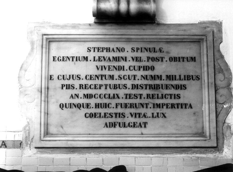 lapide commemorativa, elemento d'insieme - bottega ligure (sec. XIX)