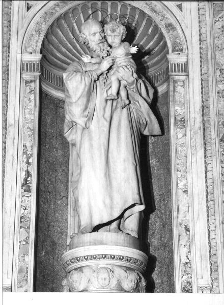 San Giuseppe e Gesù Bambino (gruppo scultoreo, elemento d'insieme) di Scanzi Giovanni (ultimo quarto sec. XIX)