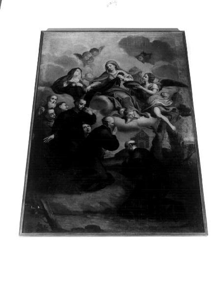 Madonna consegna la veste ai sette fondatori dell'ordine dei Servi di Maria (dipinto, opera isolata) - ambito genovese (sec. XVIII)