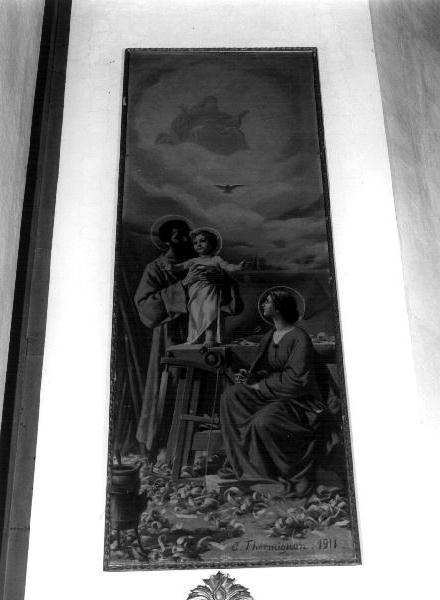 Sacra Famiglia a Nazaret/ Dio Padre e colomba dello Spirito Santo (dipinto, opera isolata) di Thermignon Carlo (attribuito) (sec. XX)