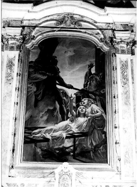 martirio di Santa Fede (dipinto, elemento d'insieme) di Traverso Mattia (attribuito) (secondo quarto sec. XX)