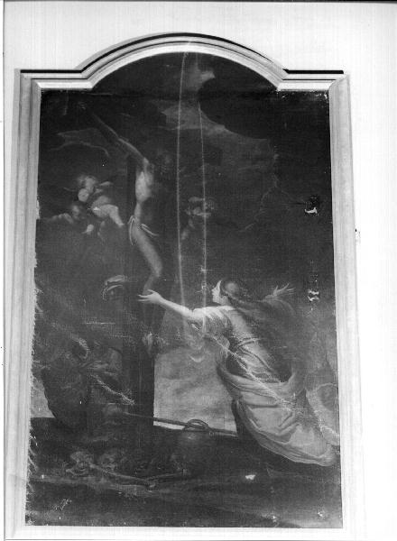 Santa Maria Maddalena ai piedi di Cristo crocifisso (dipinto, opera isolata) di Benso Giulio (attribuito) (sec. XVII)