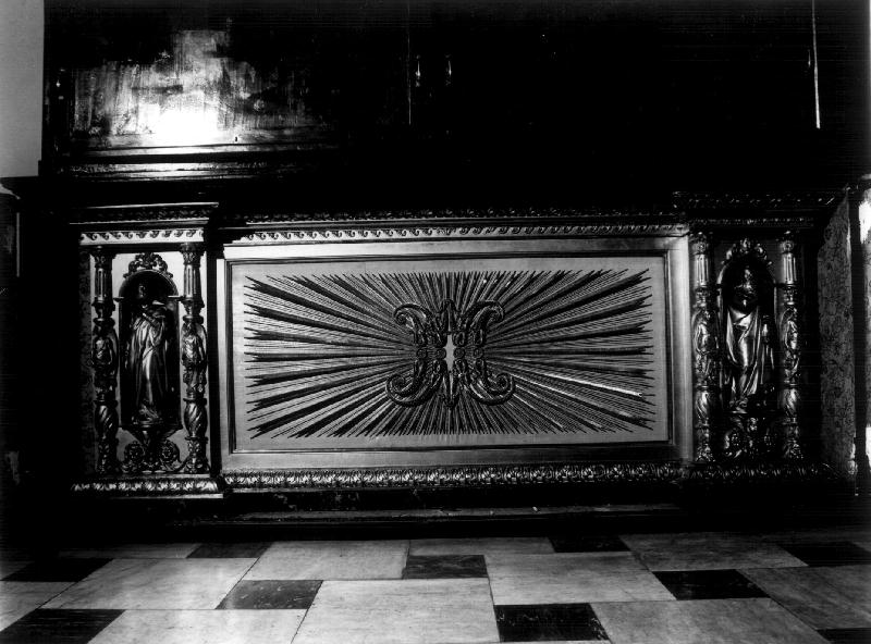 San Pietro/ San Paolo/ angeli/ motivi decorativi vegetali (cornice di paliotto, elemento d'insieme) di Monteverde Giulio (secc. XIX/ XX)