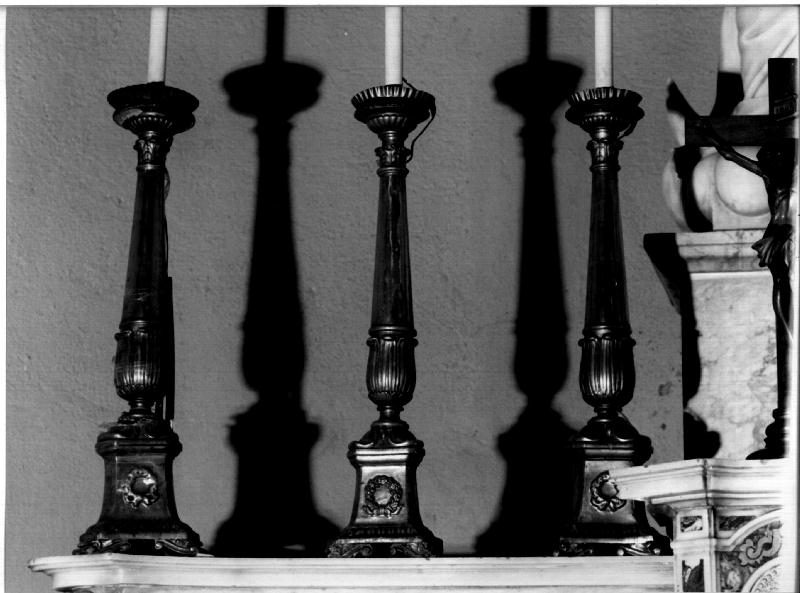 candeliere d'altare, serie - ambito ligure (prima metà sec. XIX)