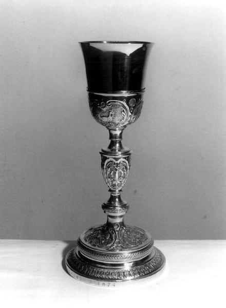 simboli della passione/ motivi decorativi vegetali stilizzati (calice, opera isolata) - bottega ligure (sec. XIX)