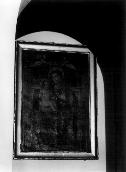 Madonna con Bambino in trono (dipinto, opera isolata) di Morinello Andrea (attribuito) (sec. XVI)