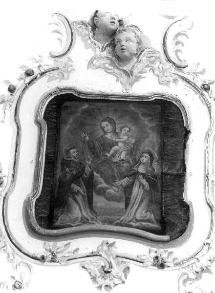 Madonna del Rosario con San Domenico e Santa Caterina da Siena (dipinto, elemento d'insieme) - ambito ligure (secc. XVIII/ XIX)
