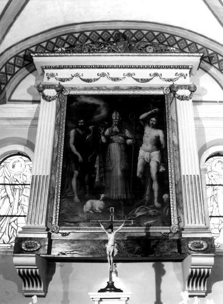 Sant'Eusebio tra San Giovanni Battista e San Sebastiano (dipinto, elemento d'insieme) di De Wael Cornelis (attribuito) (sec. XVII)