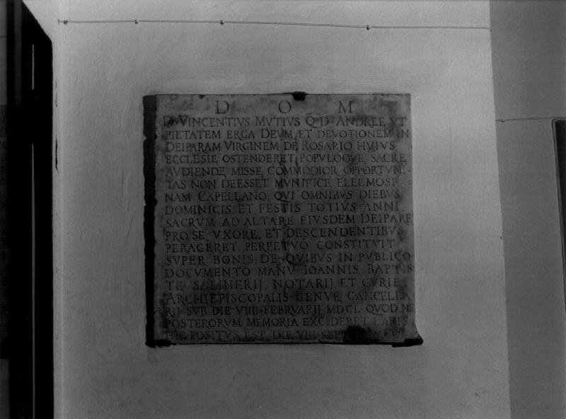 lapide documentaria, opera isolata - bottega ligure (sec. XVII)