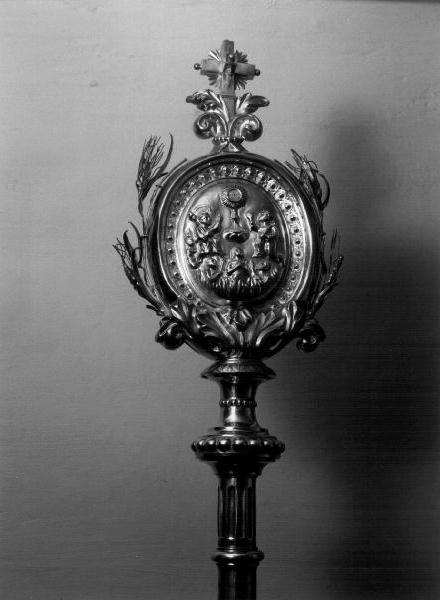 San Bartolomeo e San Bernardo in adorazione dell'Eucarestia (mazza processionale, opera isolata) - bottega ligure (seconda metà sec. XIX)