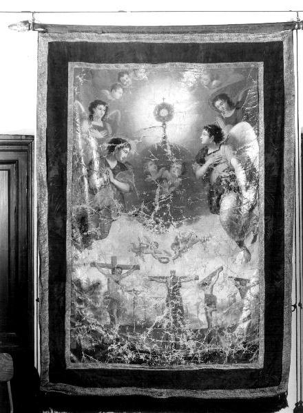 Apparizione del Santissimo Sacramento/ martiri crocifissi (stendardo processionale, elemento d'insieme) - ambito ligure (primo quarto sec. XIX)