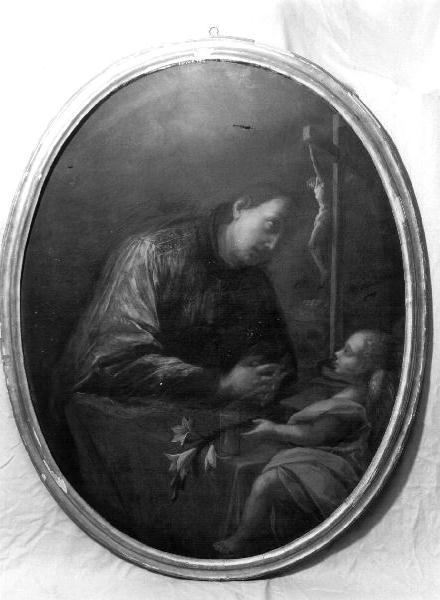 San Luigi Gonzaga in adorazione della croce (dipinto, elemento d'insieme) - ambito ligure (prima metà sec. XIX)