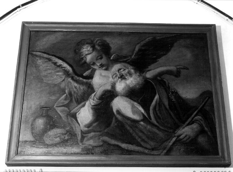 Elia nel deserto nutrito dall'angelo (dipinto, opera isolata) - ambito ligure (seconda metà sec. XIX)