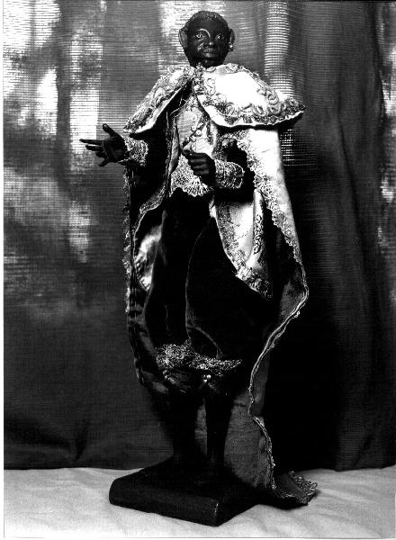 Re Mago (statua da presepio, elemento d'insieme) - PRODUZIONE GENOVESE (fine/inizio secc. XVIII/ XIX)