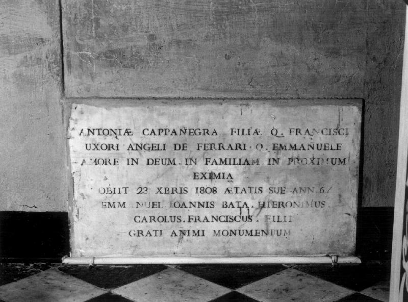 lapide tombale, opera isolata - bottega ligure (sec. XIX)