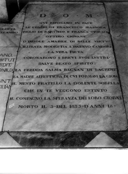 lapide tombale, opera isolata - bottega ligure (sec. XIX)