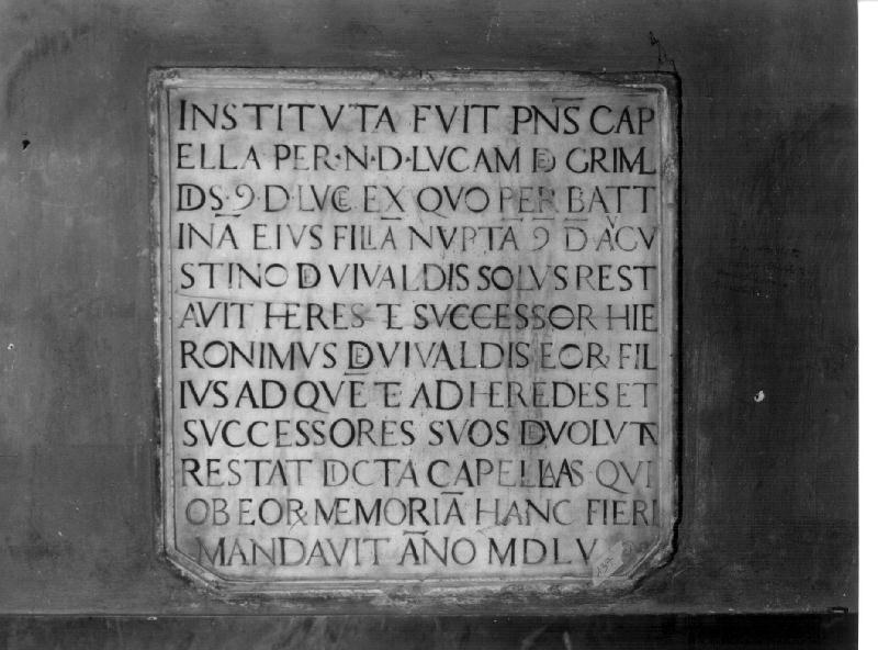 lapide commemorativa, opera isolata - bottega ligure (sec. XVI)