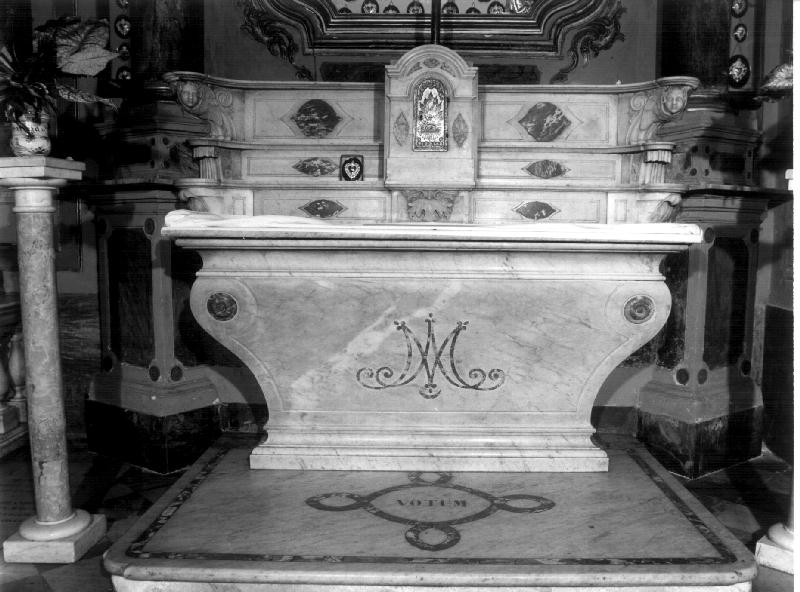 monogramma mariano (gradino d'altare, elemento d'insieme) - bottega ligure (sec. XIX)