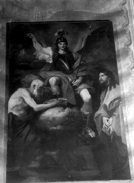 San Michele Arcangelo tra San Girolamo e San Bartolomeo (dipinto, opera isolata) di Carbone Giovanni Bernardo (terzo quarto sec. XVII)