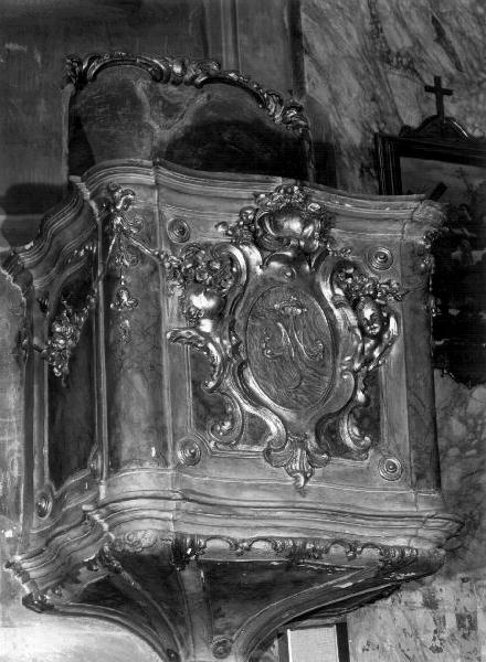 monogramma mariano/ cherubini (pulpito, opera isolata) - PRODUZIONE LIGURE (prima metà sec. XVIII)