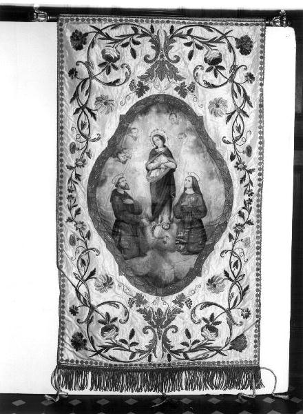 Madonna con Bambino e Santi (stendardo processionale, elemento d'insieme) - manifattura ligure (ultimo quarto sec. XIX)