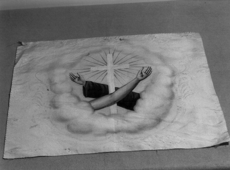 stemma dell'Ordine francescano (tessuto, opera isolata) - manifattura ligure (prima metà sec. XX)