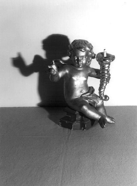 ANGELO (statuetta portacandelabro, elemento d'insieme) - bottega ligure (sec. XIX)