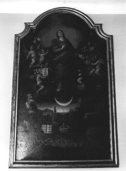 Madonna Immacolata con San Francesco d'Assisi e San Pantaleo (dipinto, elemento d'insieme) - ambito genovese (fine/inizio secc. XVII/ XVIII)