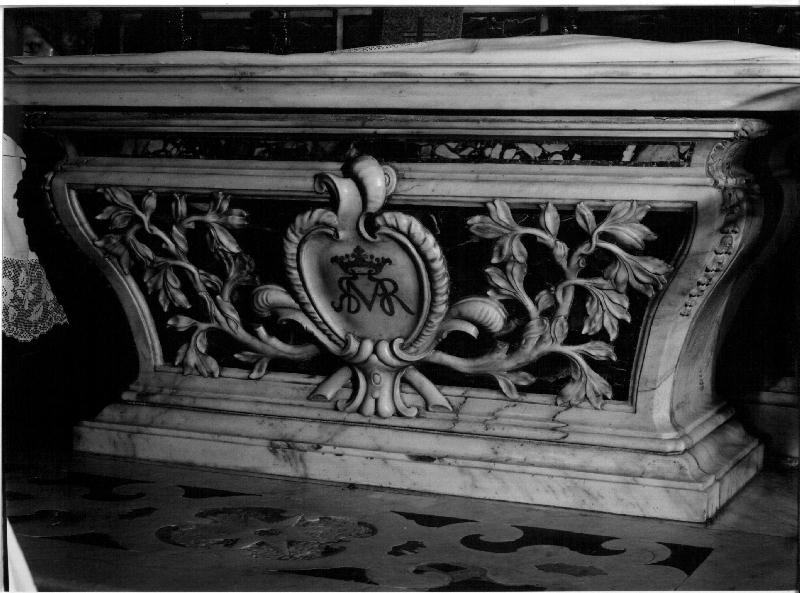 monogramma mariano (paliotto, elemento d'insieme) - bottega ligure (prima metà sec. XVII)