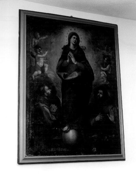 Madonna Immacolata con San Francesco d'Assisi e Sant'Antonio da Padova (dipinto, opera isolata) - ambito ligure (fine/inizio secc. XVI/ XVII)