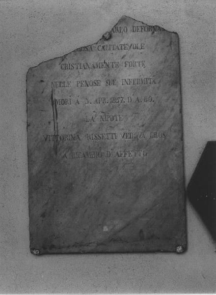 lapide tombale, opera isolata - bottega ligure (sec. XIX)