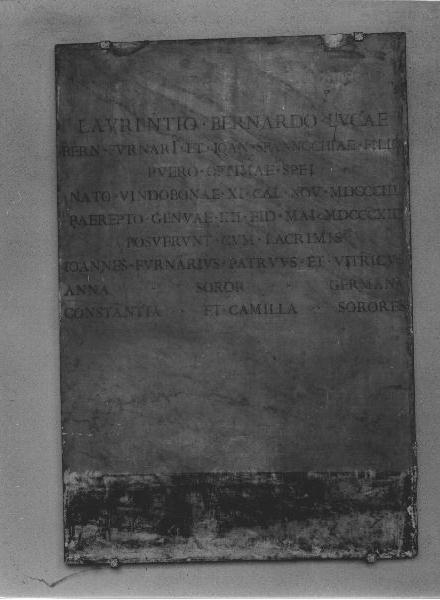 lapide tombale, opera isolata - bottega ligure (sec. XIX)