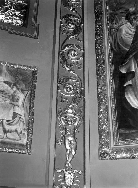 motivi decorativi vegetali/ putto (lesena, coppia) - bottega ligure (prima metà sec. XIX)